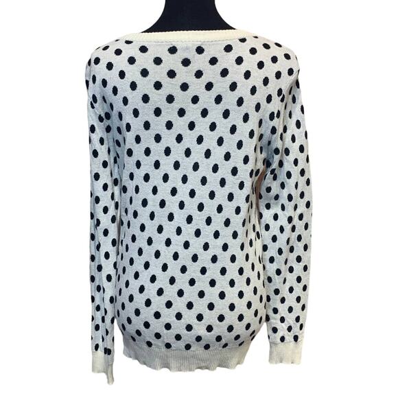 41 Hawthorne Womens Medium 100% Cotton Long Sleeve Polka Dot Crew Neck Sweater - Picture 3 of 5